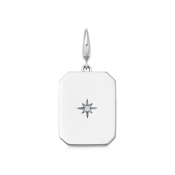 Silver Celestial Emerald Shape Engravable Disc Charm