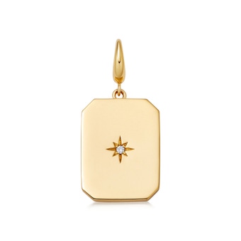 Gold Celestial Emerald Shape Engravable Disc Charm