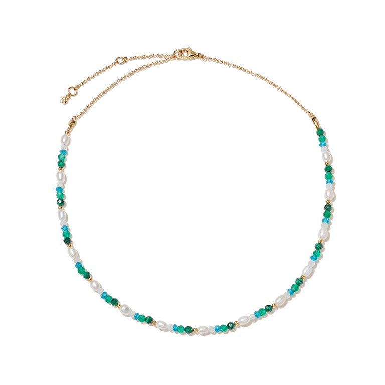 Pearl  Biography Malachite, Apatite and Moonstone Choker