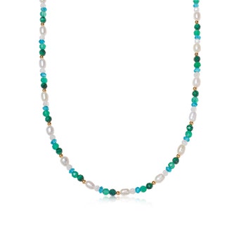 Gold Biography Malachite, Apatite and Moonstone Choker