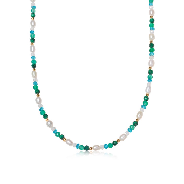 Gold Biography Malachite, Apatite and Moonstone Choker