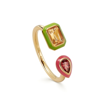 Gold Flare Emerald & Pear Cut Ring