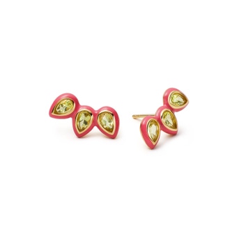 Gold Flare Pear Cut Triple Stud Earrings