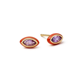 Gold Flare Marquise Cut Stud Earring
