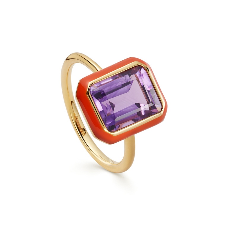 Gold Flare Emerald Cut Cocktail Ring