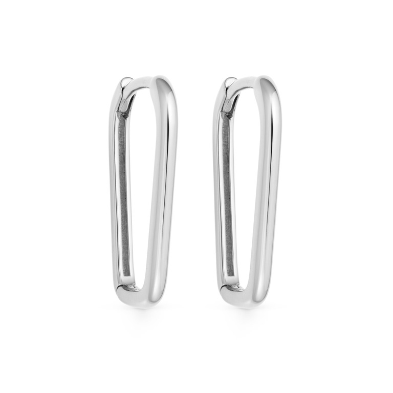 Silver Celestial Tapered Hoop Earrings