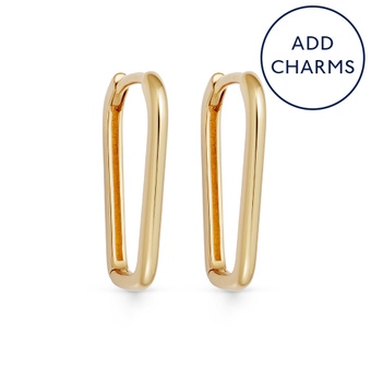 Gold Celestial Tapered Hoop Earrings