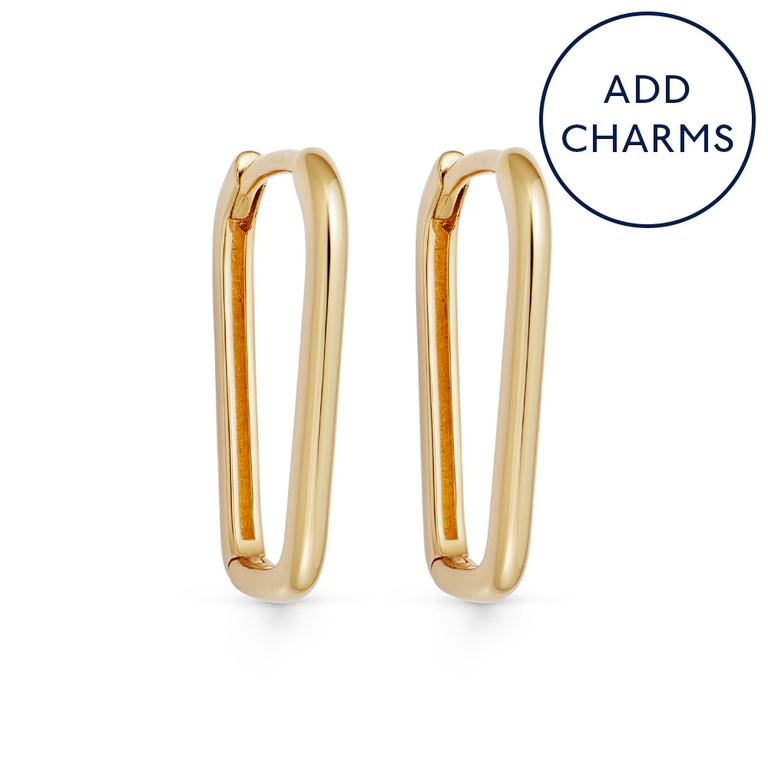 Gold Celestial Tapered Hoop Earrings