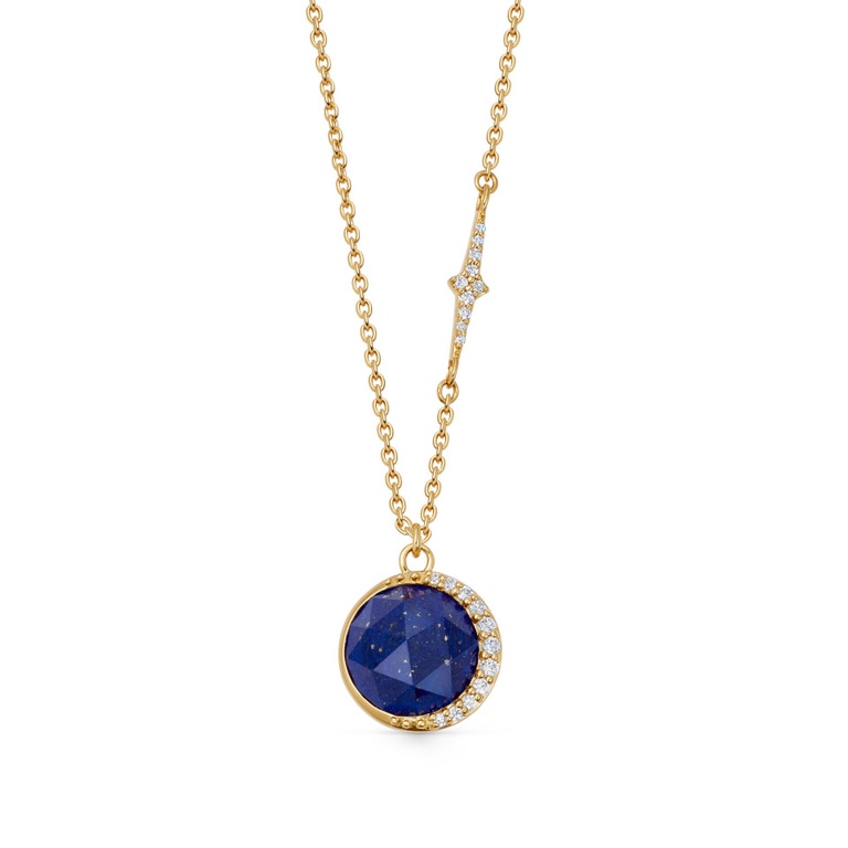Gold Large Luna Lapis Pendant Necklace