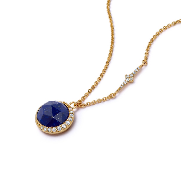 Gold Large Luna Lapis Pendant Necklace