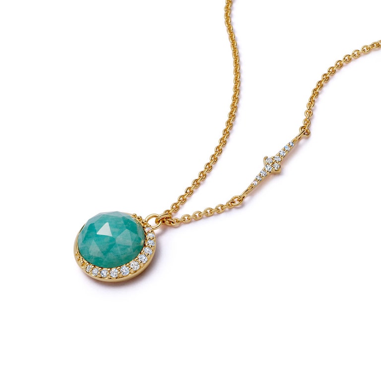 Gold Large Luna Amazonite Pendant Necklace