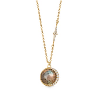 Gold Large Luna Labradorite Pendant Necklace