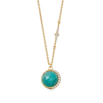 Gold Large Luna Amazonite Pendant Necklace