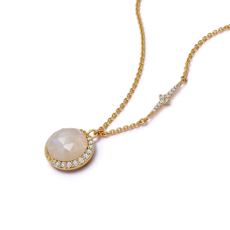 Gold Large Luna Moonstone Pendant Necklace