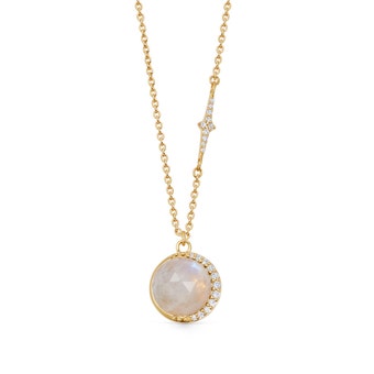 Gold Large Luna Moonstone Pendant Necklace
