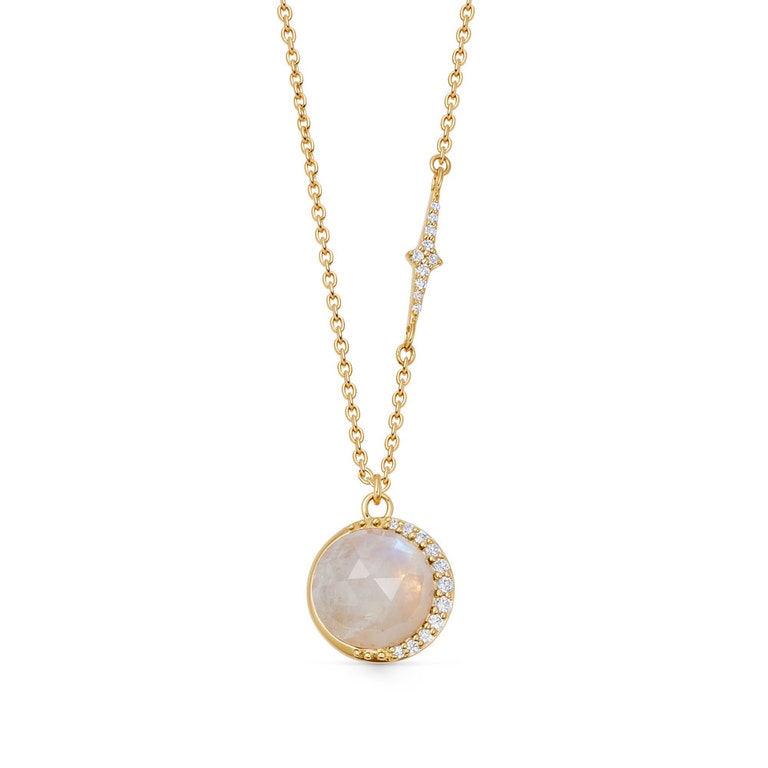Gold Large Luna Moonstone Pendant Necklace