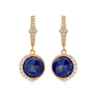 Gold Luna Lapis Drop Earrings