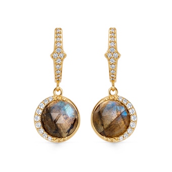 Gold Luna Labradorite Drop Earrings
