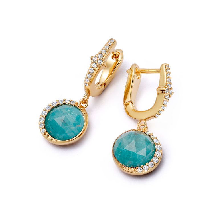 Gold Luna Amazonite Drop Earrings