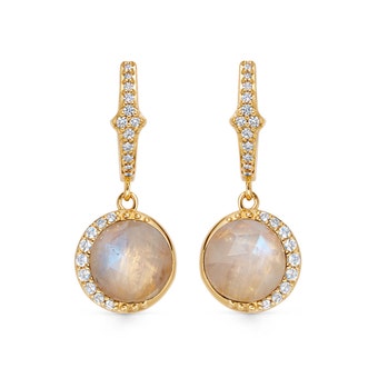 Gold Luna Moonstone Drop Earrings