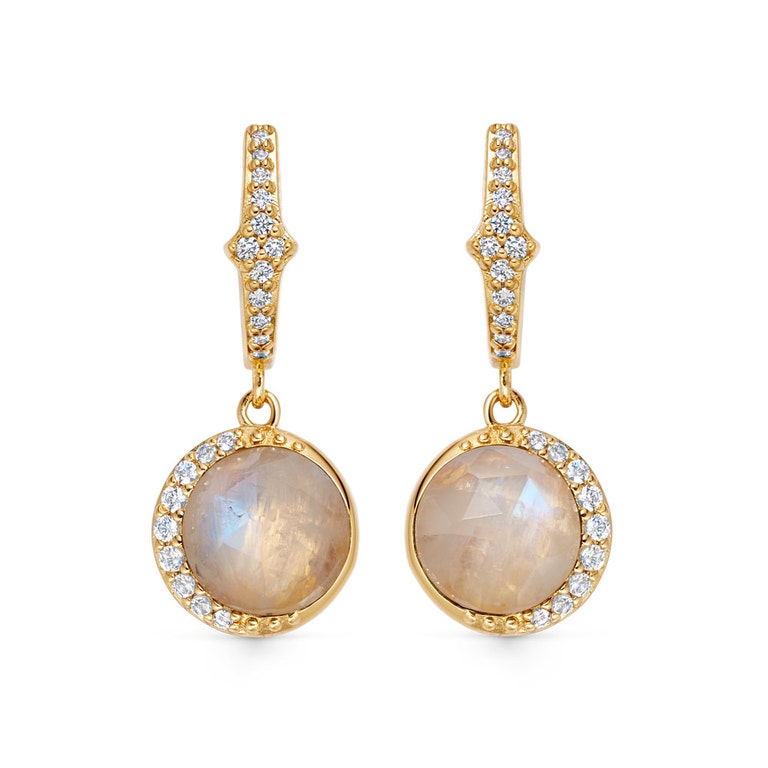 Gold Luna Moonstone Drop Earrings