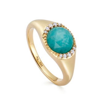 Gold Luna Amazonite Signet Ring