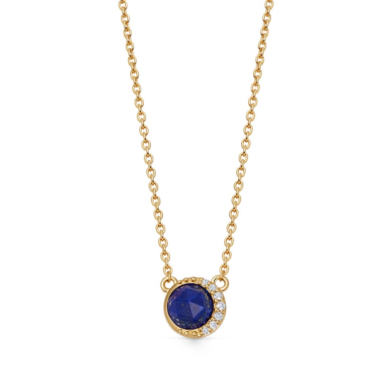 Gold Luna Lapis Pendant Necklace