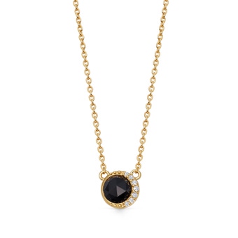 Gold Luna Black Onyx Pendant Necklace