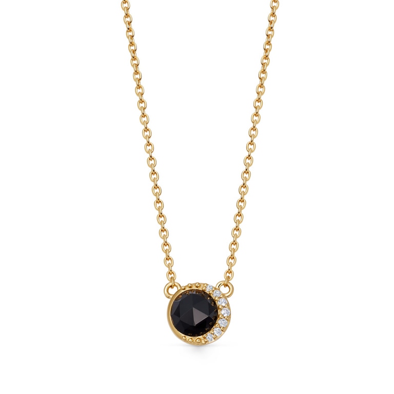 Gold Luna Black Onyx Pendant Necklace