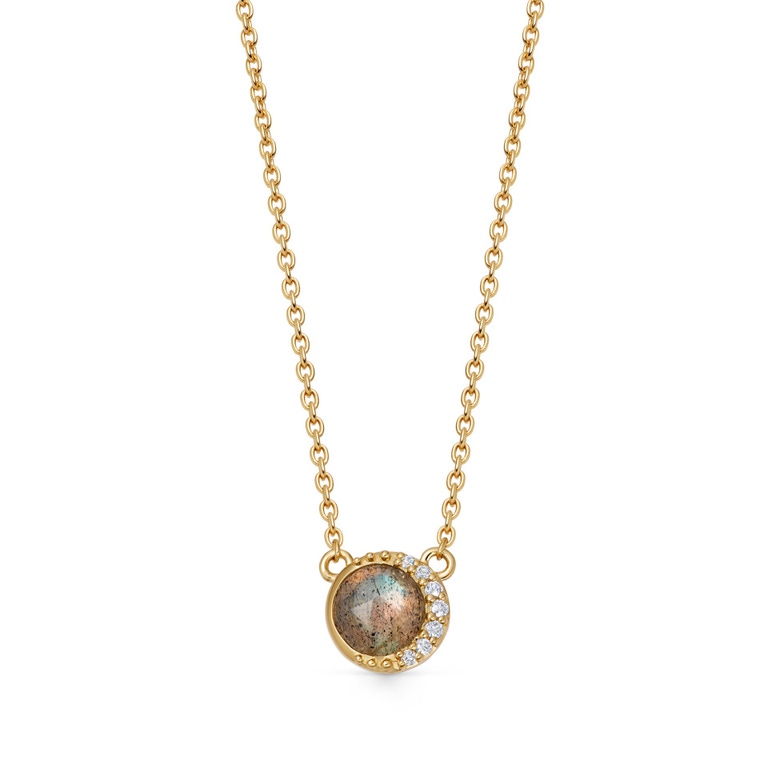 Gold Luna Labradorite Pendant Necklace
