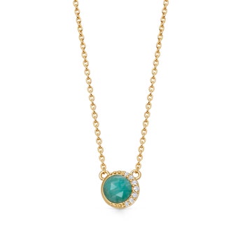 Gold Luna Amazonite Pendant Necklace