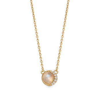Gold Luna Moonstone Pendant Necklace