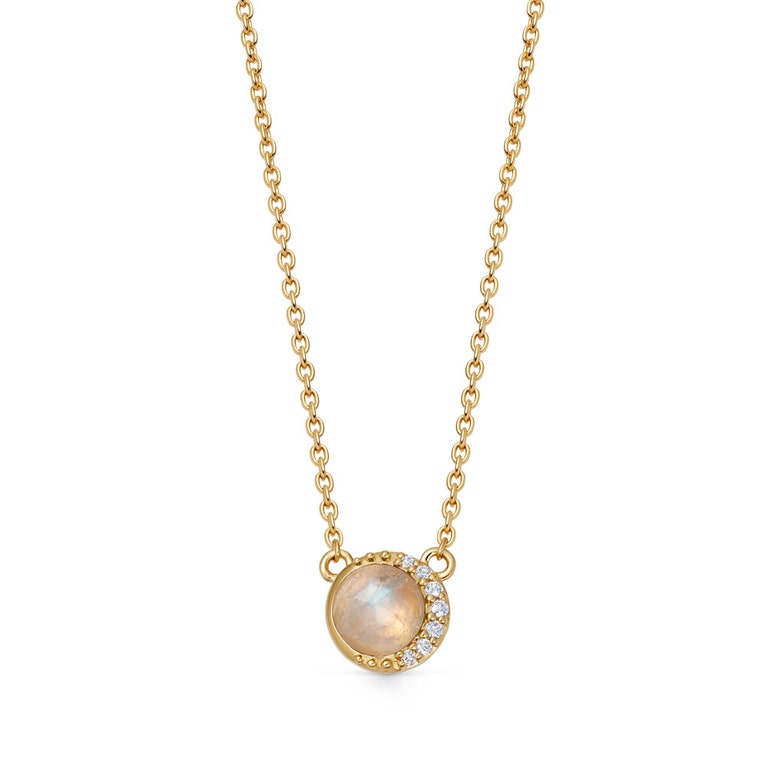 Gold Luna Moonstone Pendant Necklace