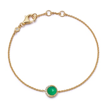 Gold Luna Green Chalcedony Bracelet