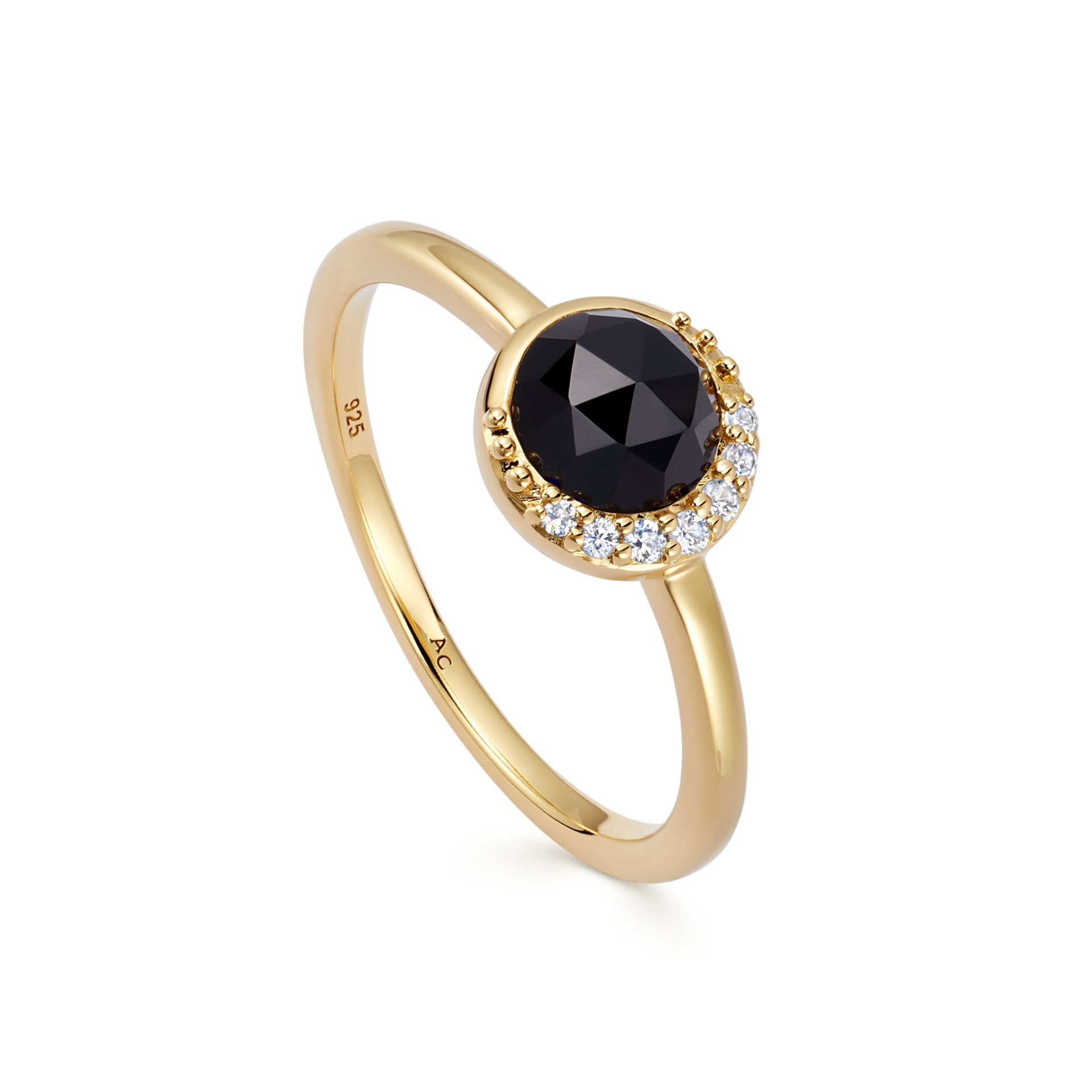 Gold Luna Black Onyx Ring