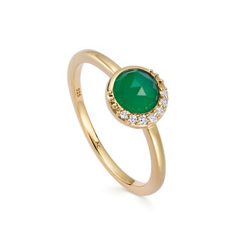 Gold Luna Green Chalcedony Ring