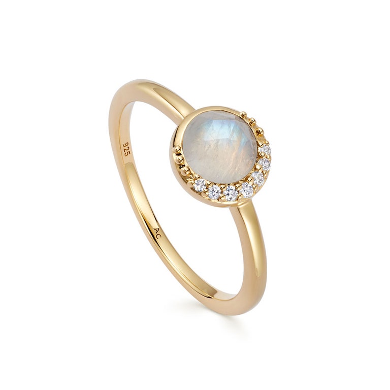 Gold Luna Moonstone Ring