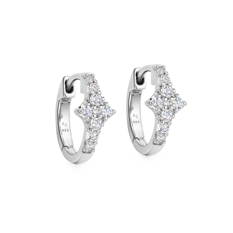 Silver Luna Light Huggie Earrings