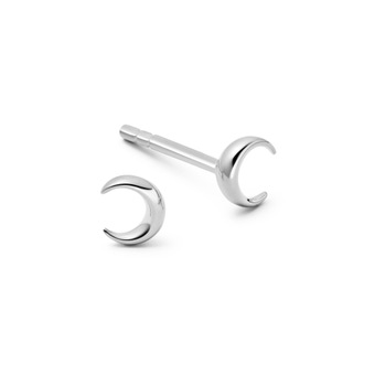 Silver Luna Crescent Studs 