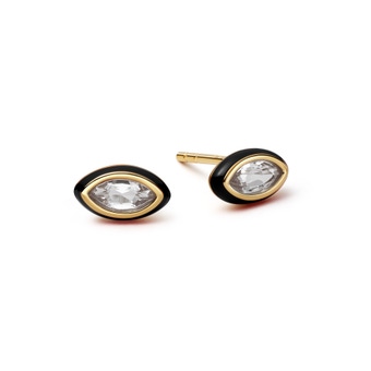 Gold Flare White Topaz Marquise Cut Stud Earring