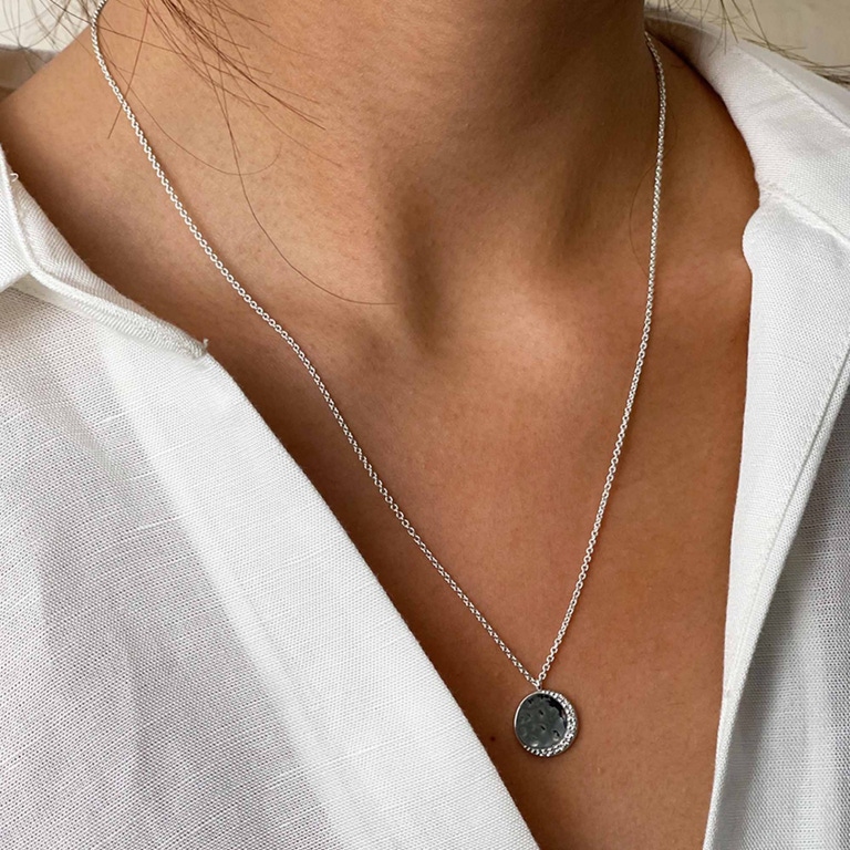 Silver Luna Crescent Pendant Necklace