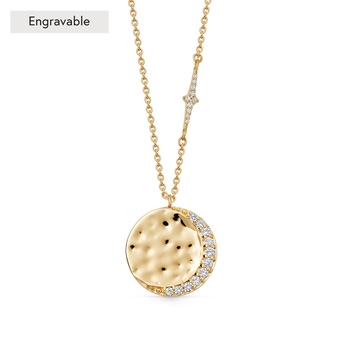 Gold Large Luna Crescent Pendant Necklace