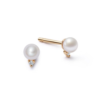 Solid Gold Pearl and Lab Grown Diamond Stud Earrings