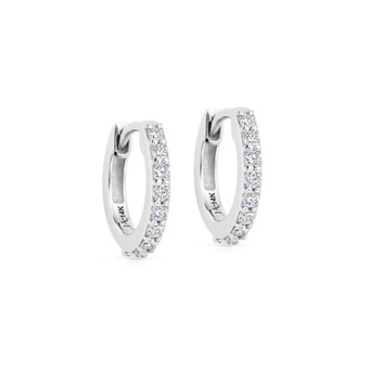 Solid White Gold Lab Grown Diamond Halo Huggie Earrings