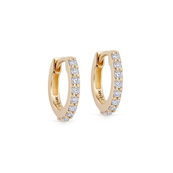 Solid Gold Lab Grown Diamond Halo Huggie Earrings