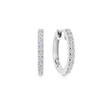 Solid White Gold Medium Halo Hoop Earrings