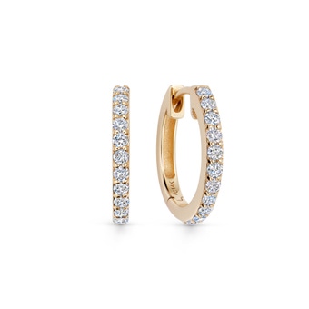 Solid Gold Lab Grown Diamond Medium Halo Hoop Earrings