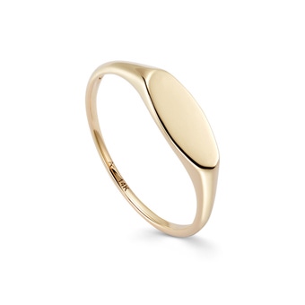Solid Gold Elongated Oval Signet Ring