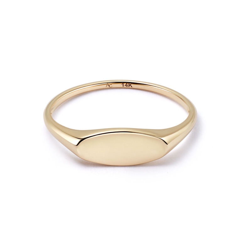 Solid Gold Elongated Oval Signet Ring