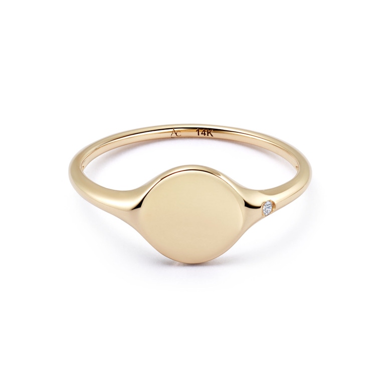 Solid Gold Lab Grown Diamond Signet Ring